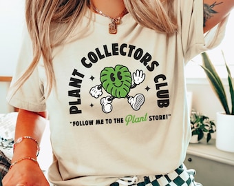 Camiseta del Club de Coleccionistas de Plantas, unisex, para amantes de las plantas de interior, suave, vintage, con la mascota Monstera