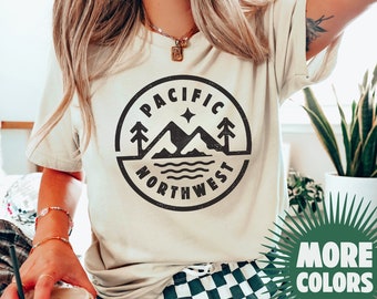 Camiseta unisex del noroeste del Pacífico, diseño de círculo natural del noroeste del Pacífico