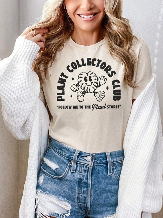 Plant Collectors Club Tee Unisex for Plant Addicts, Soft T-Shirt with Cartoon Monstera Mascot