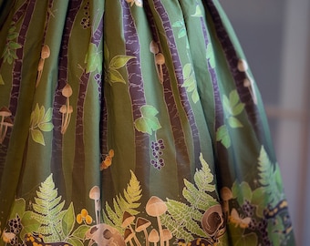 Skirt 'autumn in the forest' green version / 100%cotton / plus size