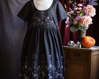 Loose dress ‘cemetery-go-round' / 100%cotton / plus size