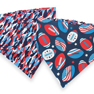 4th of July Football Dog Bandana, Reversible Patriotic Camo Scrunchie Bandana, Slip-On Elastic Pet Scarf