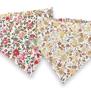 Floral Dog Bandana, Reversible Scrunchie Bandana, Slip-On Elastic Pet Scarf