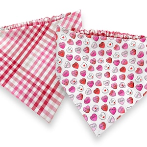 Valentine's Dog Bandana, Reversible Scrunchie Bandana, Slip-On Elastic Pet Scarf