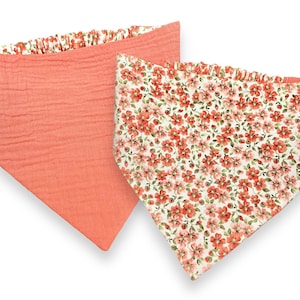 Floral Dog Bandana, Reversible Scrunchie Bandana, Slip-On Elastic Pet Scarf