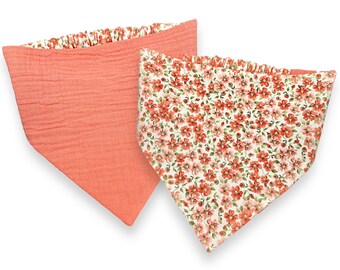 Floral Dog Bandana, Reversible Scrunchie Bandana, Slip-On Elastic Pet Scarf