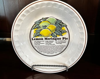 Vintage Sunnycraft Lemon Meringue Recipe Pie Plate