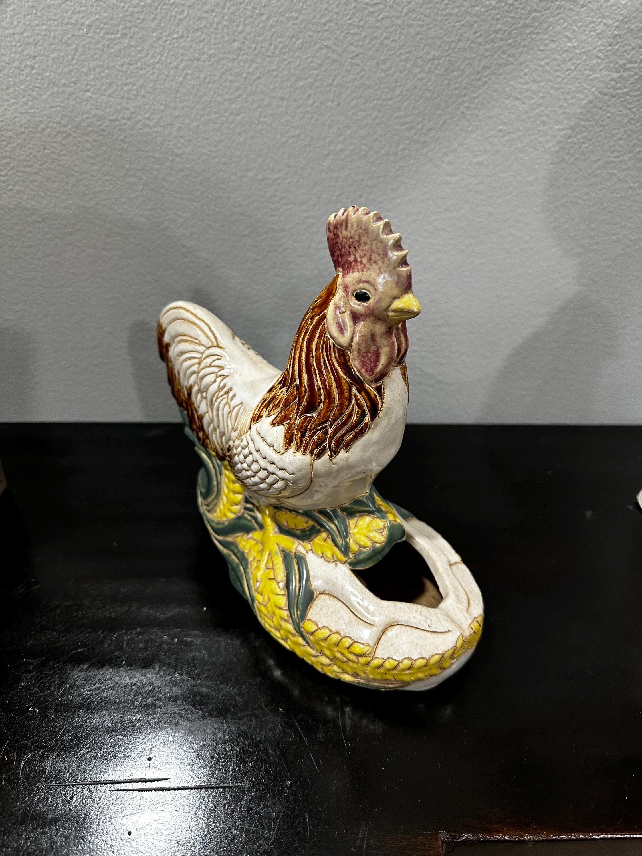 * vintage rooster ❀ イースターの ニワトリさん Vintage Handpainted Ceramic Rooster Planter Statue - Etsy