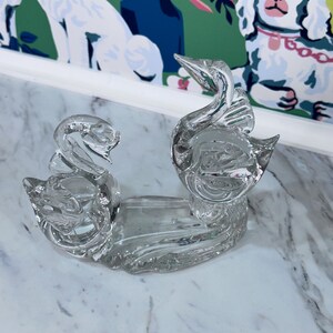 Vintage Clear Glass Double Swan Figurine