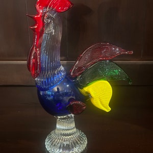 Vintage Colored and Clear Glass Rooster