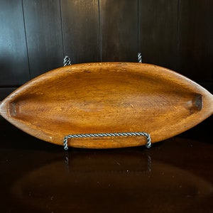 Vintage Oblong Wooden Bowl Tray Trinket Dish