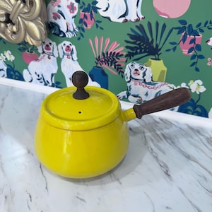 Mid Century Yellow Fondue Pot with Lid