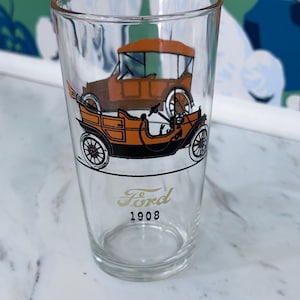 Mid Century Hazel Atlas Antique Car Drinking Glasses