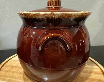 Vintage Drip Glaze Bean Pot / Cookie Jar