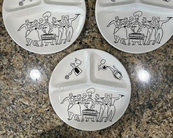 6 Assiettes à fondue vintage en céramique SARREGUEMINES