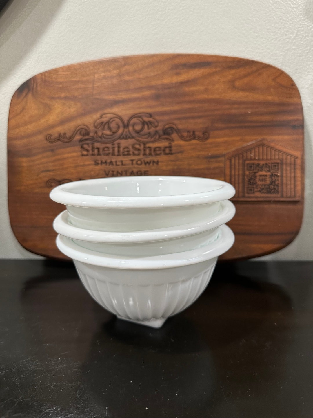 Vintage White Milk Glass Mixing Bowls Etsy