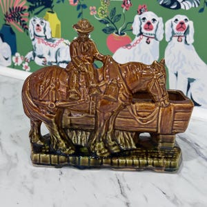 Vintage McCoy Pottery Horse and Cowboy Planter