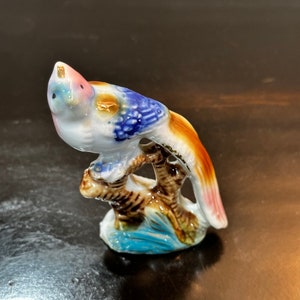 Small Porcelain Long Tailed Bird Figurine Statue