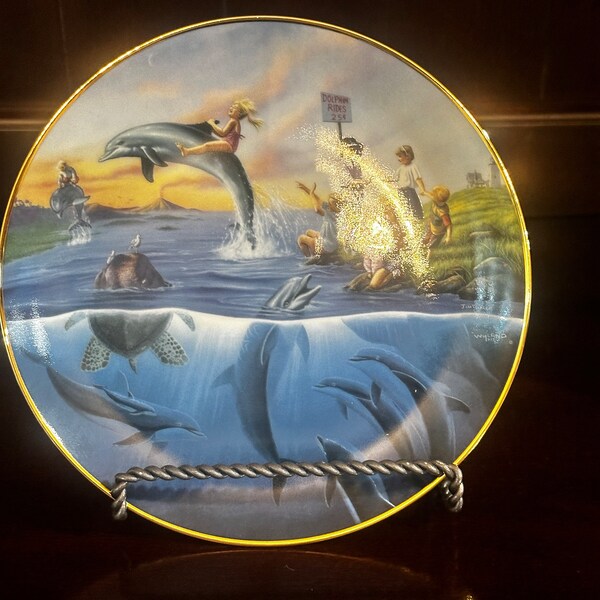 Wyland “Dolphin Rides” Collectable Decorative Plate