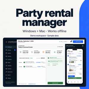 Party Rental Business Software for Windows and Mac: Bookings, Inventory and Quotes