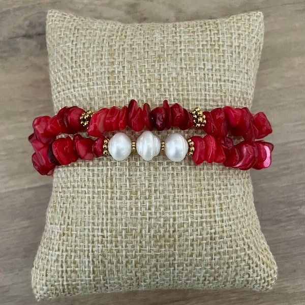 Bracelet perles rouges