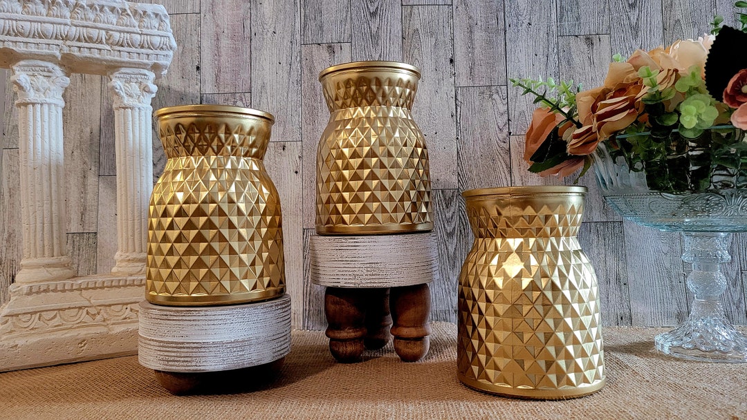 Gold Glass Vases Wedding Decor Engagement Party Bridal Etsy
