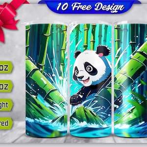 Cute Panda Tumbler Sublimation Designs, Cute Panda Skinny Tumbler Png File Download, Panda Straight and Tapered Tumbler Wrap