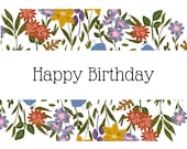 Floral Happy Birthday Card Template: Printable, Editable (PDF)