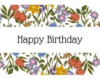 PRINTABLE EDITABLE Happy Birthday Card, Instant/Digital Download Greeting Card, PDF Card Template