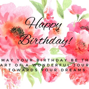 Printable Birthday Card, Happy Birthday Card Printable, Digital Birthday Card, Birthday Card with Flowers, Birthday Card Instant Download