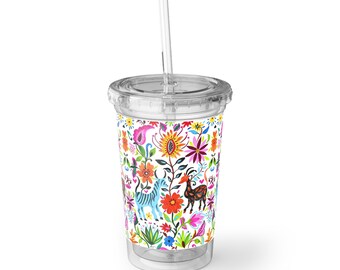 Otomi Festival Of Springtime Folklore Floral  Decorative Cold Beverage Travel Suave Acrylic Cup