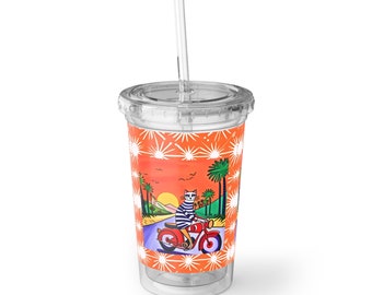 Cool Cat Moto Palm Springs Motorcycle Tour Midcentury Modern Cold Beverage Suave Acrylic Cup
