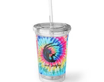 Soul Surfing Tie Dye Surfing Hang Ten 1970 Cold Beverage Suave Acrylic Cup