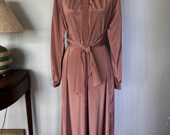 Vintage Joan Leslie by Kasper Dusty Mauve Satin Midi Dress Evening Robe