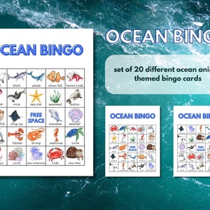 Ocean Animal Bingo Cards