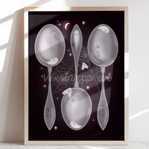 Spooky Spoonie konsttryck, skedteori väggkonst, kronisk sjukdom gåva, osynlig funktionsnedsättning konst