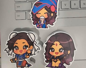 Cosplay 3 Inch Vinyl Stickers - Dark Magician Girl - Raven - Chun Li  Chibi