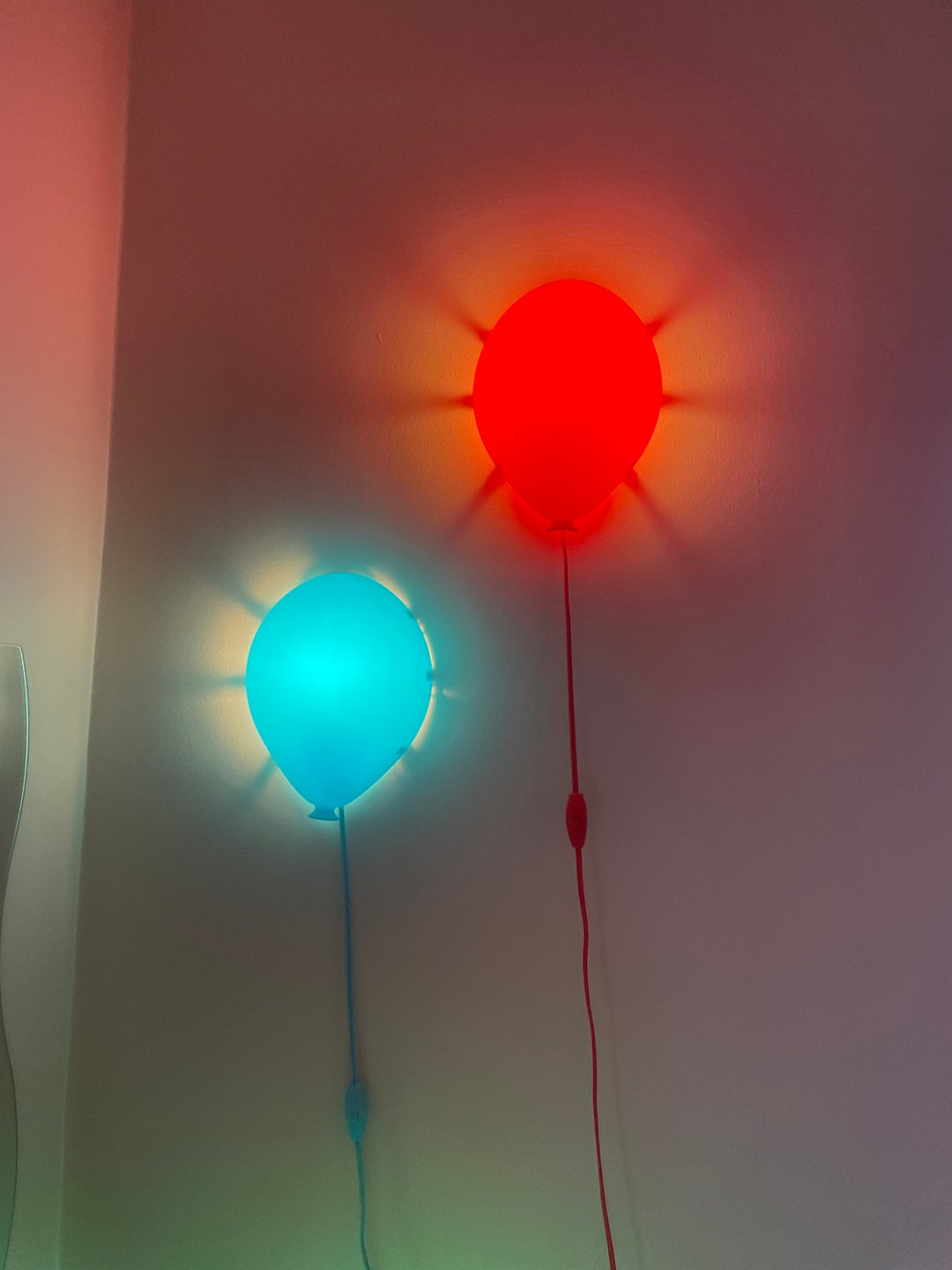 Ikea Drömminge Balloon Lamp Red and Blue Etsy