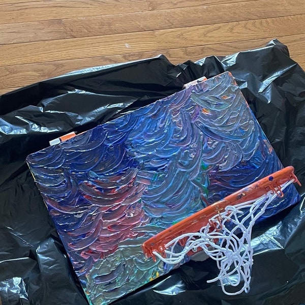 custom painted indoor basketball hoop modern art inspired