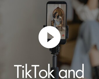 May include: A smartphone on a tripod with a play button on the screen. The phone is displaying a video of a person sitting in a chair. The text "TikTok and Instagram Reel Edits" is below the tripod.