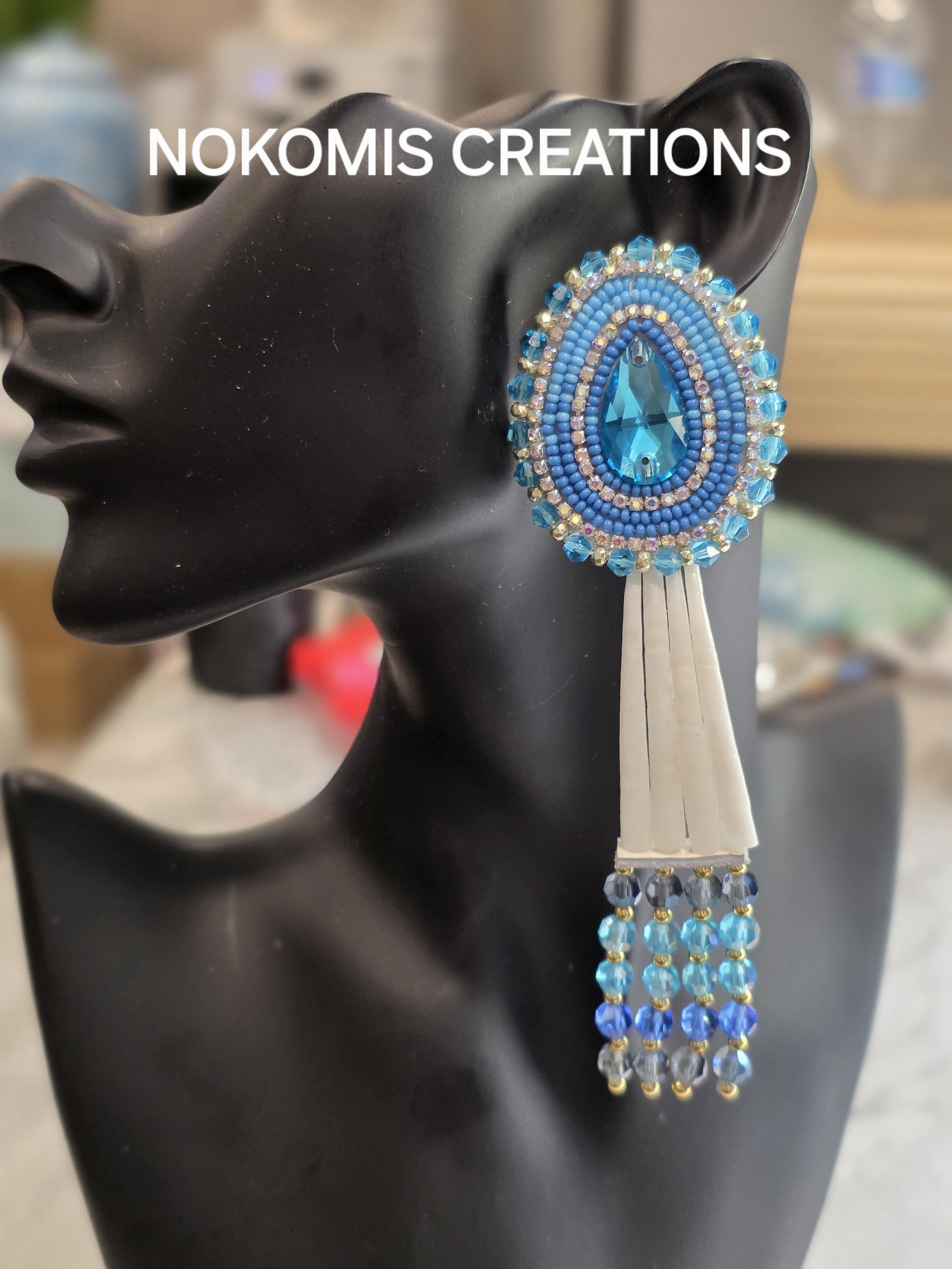 beaded crystal dentalium earrings