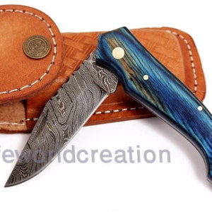 Damascus Steel Folding Knife, Handmade Damascus Pocket Knife, Groomsman Gift, Anniversary Wedding Gift, Birthday Gift, Personalized Gift USA