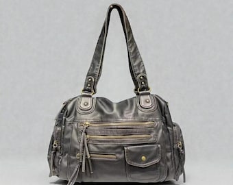 Y2K Motorcycle Crossbody Bag | Hot Girl Shoulder Bag | Vintage Washed PU Leather Multi-Pocket Design