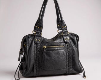 Vintage Y2K Washed PU Leather Crossbody | Spicy Girl One Shoulder Bag | Large Capacity Moto Purse