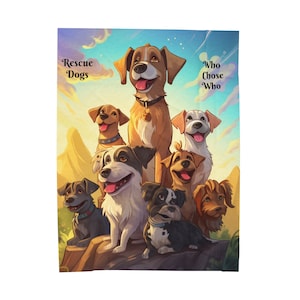 Adorable Rescue Dogs Throw Who Chose Who Mutt Mixed Breed Dog Lover Gift Soft Velveteen Minky Manta Pet Inspirado Animal Theme Home Decor