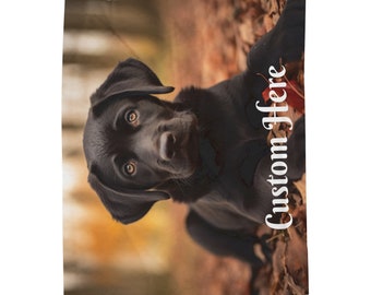 Custom Black Lab Throw Personalized name Labrador Dog Puppy Soft Velveteen Plush Blanket Dog Lover gift for him her Christmas Birthday