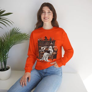 Book Lover Halloween Ghost Sweatshirt Born to Read Forced to Work Funny Gift Books