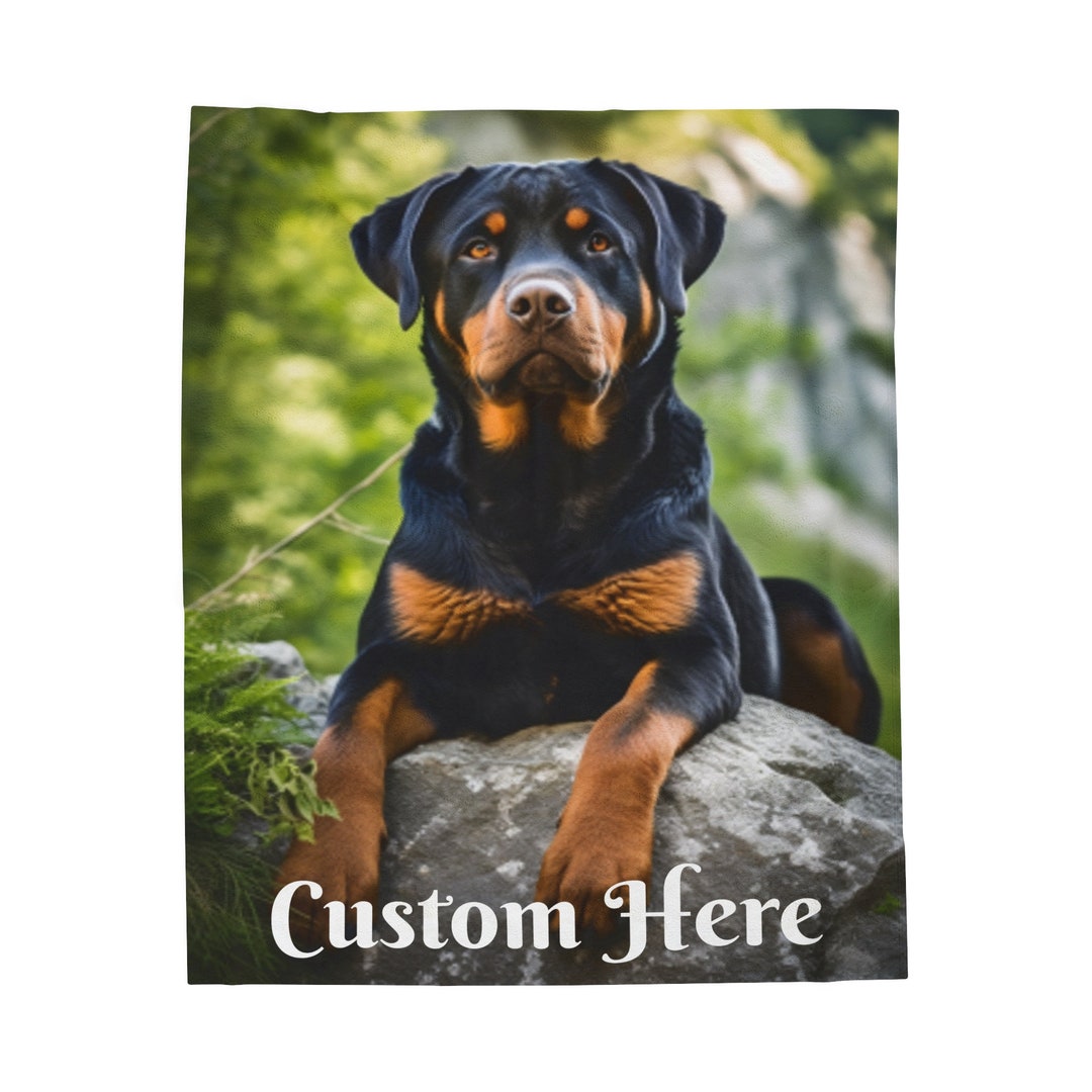 Cute Custom Rottweiler Throw Personalized Soft Velveteen Plush Rotty