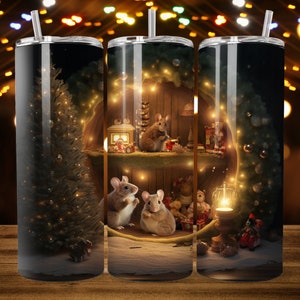 Christmas Mice Tumbler Sublimation Design: 20 oz Skinny Tumbler (Digital Download)