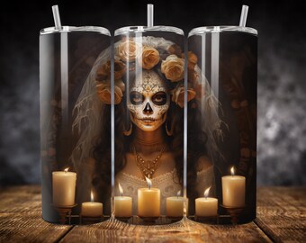 Sugar Skull Bride Tumbler Sublimation Design (Digital Download)